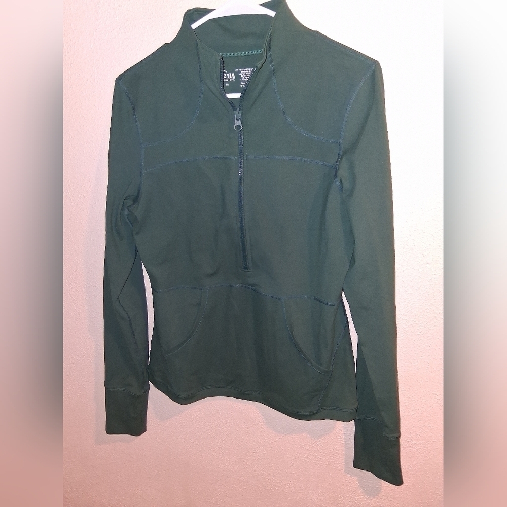 Zyia Forest Green Pocket 1/2 Zip Pullover Athletic Athleasure M